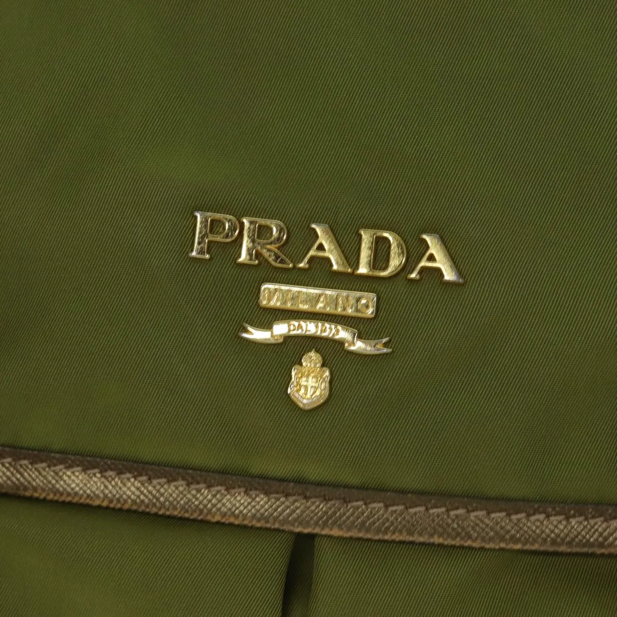 Trendy Inspired Prada Shoulder Bag Nylon Khaki Auth 77834