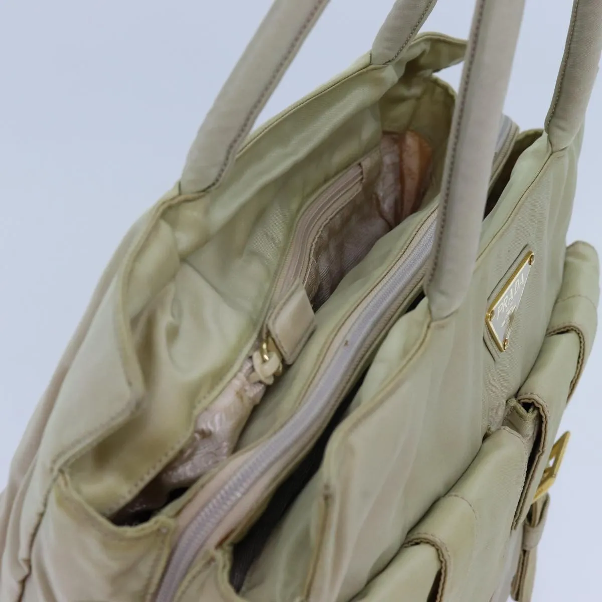 Trendy Inspired Prada Tote Bag Nylon Beige Auth 70212