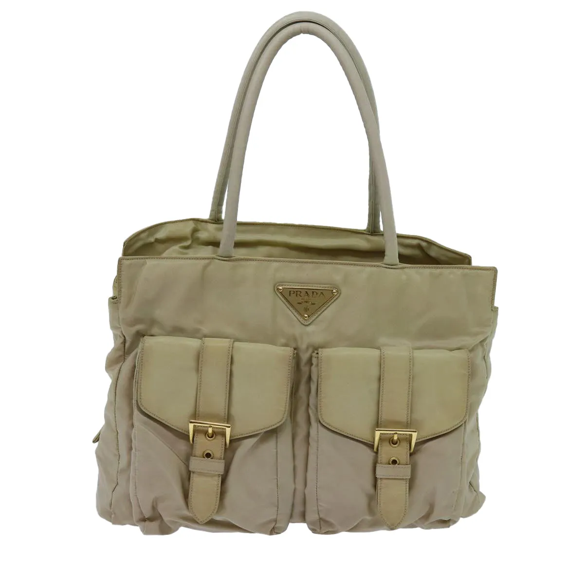Trendy Inspired Prada Tote Bag Nylon Beige Auth 70212