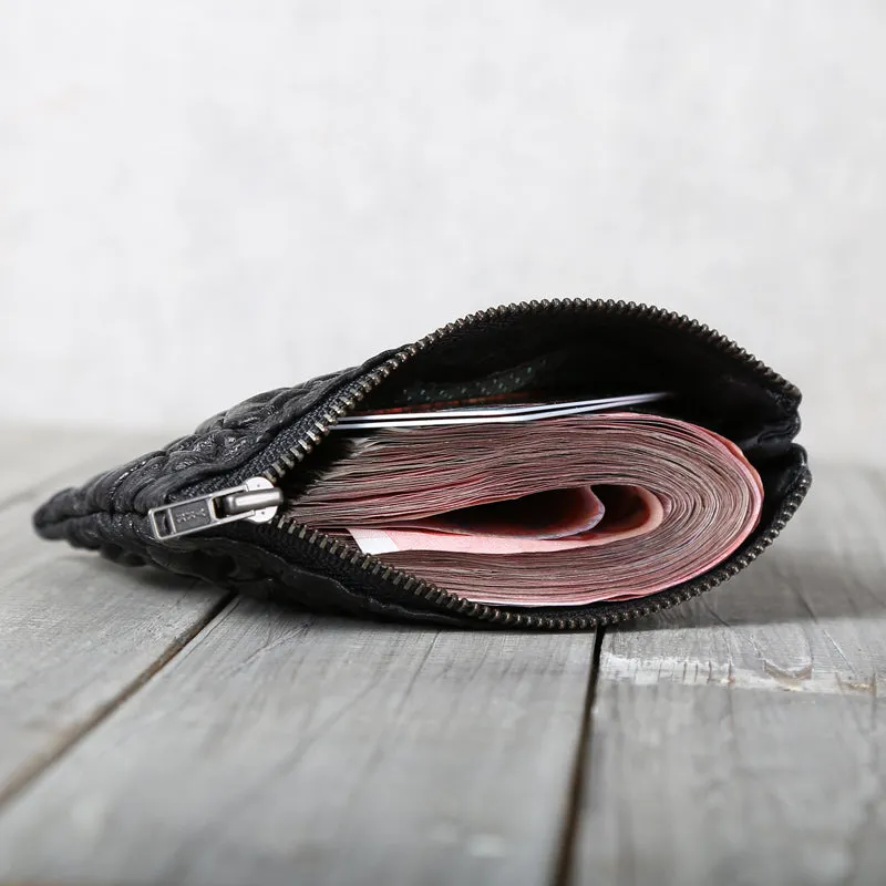 Unique Women Small Leather Wallet Black Leather Card Wallets for Women