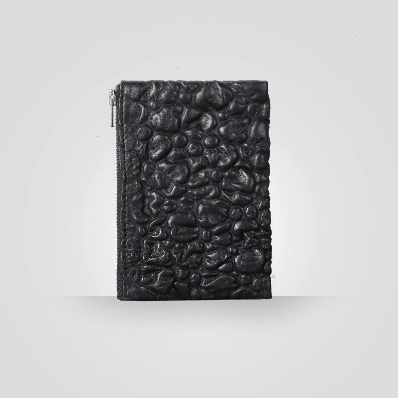 Unique Women Small Leather Wallet Black Leather Card Wallets for Women