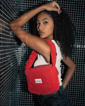 Watermelon Red Corduroy Hand Bag