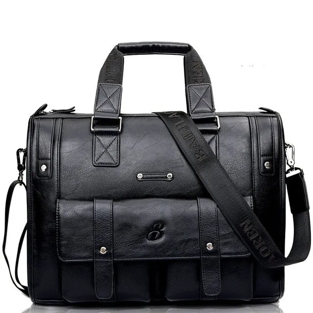 West Louis High Capacity Business Leather Briefcase