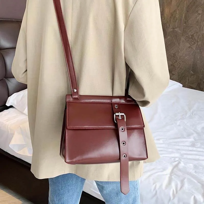 women's chic niche french style graceful classic joker leather shoulder bag